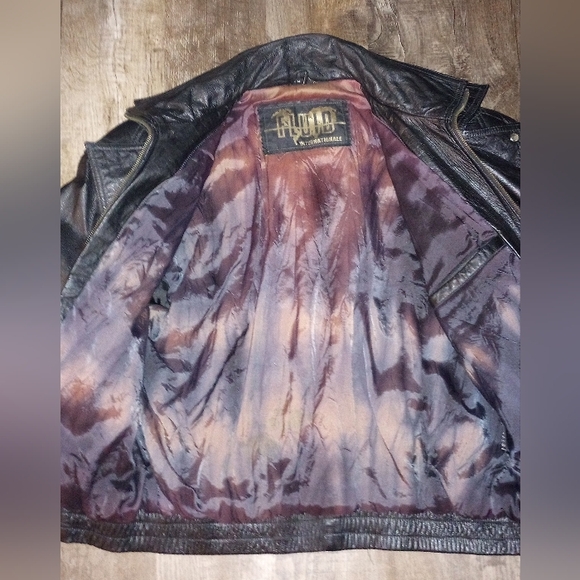 Fluid Internationale Black Leather Bomber Jacket, Size M - Picture 5 of 8